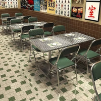 工厂直销工业风不锈钢奶茶店桌椅组合快餐甜品小吃店餐饮家具商用 花纹圆桌-80cm
