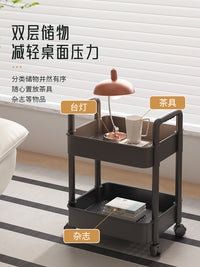 边几客厅沙发小茶几简约移动家用迷你床边柜阳台卧室床头小推车 【升级加厚环保材质】三层黑色【送4滑轮+挂钩】