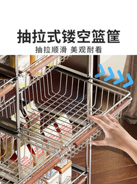 中古风小推车置物架家用可移动多层收纳架抽拉式储物柜客厅小茶几 中古小推车