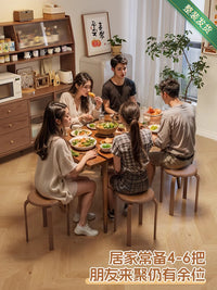 冬木实木凳子圆凳家用木头板凳软包凳子客厅矮凳餐凳可叠放小凳子 实木【基础款】1把装|免安装.-原木色