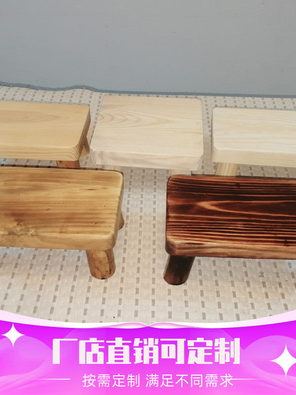 实木踩脚小木凳小矮凳小板凳客厅置物花架垫高增高小板凳洗衣换鞋 长30 宽20 高15有节清漆