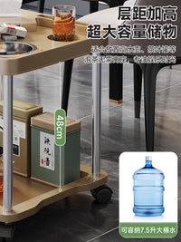 麻将室茶几客厅家用茶水架子麻将桌专用茶水桌可移动置物架小边几 【白色大理石纹金架】★双层带轮 平面 组装