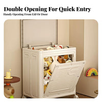 Large Capacity Collapsible Cabinet with Wheels Multi-Functional Rolling Toy Bin Dustproof Household Storage Two-Way Opening for Homeowners, Children, Bedroom, Living Room, Playroom, Nursery