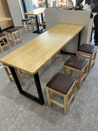 小吃快餐奶茶店西餐厅卡座沙发桌椅商用靠墙长桌小方桌实木小方凳 方凳 官方标配