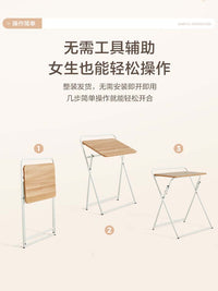 林氏生活木业折叠书桌子小户型租房家用简易办公电脑学生学习桌 【加宽款|白色】折叠电脑桌