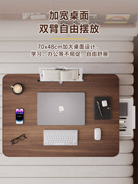 可升降折叠床上小桌子简约宿舍学生写字床上书桌学习调节高度支架家用卧室坐地飘窗懒人笔记本电脑办公小桌板 【高级灰】卡槽+杯托+抽屉60*40*28CM