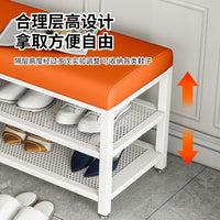换鞋凳家用可坐鞋柜坐凳一体入户门铁艺轻奢高级感穿鞋凳进门鞋架 长60宽30高50cm（黑架＋深灰色坐垫）