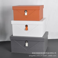 简约样板间家用软装皮扣金属收纳箱衣帽间皮质收纳盒装饰展示摆件