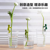 鱼缸水培绿植定植器创意小人植物固定神器办公室扶枝防倒伏用品 【2个】 水培植物扶正器/颜色随机 6.4*2*4cm