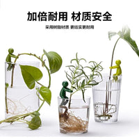 鱼缸水培绿植定植器创意小人植物固定神器办公室扶枝防倒伏用品 【2个】 水培植物扶正器/颜色随机 6.4*2*4cm