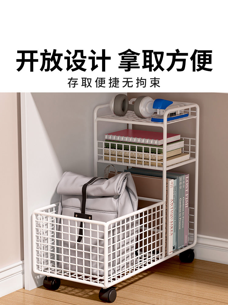 收纳箱桌下置物架可移动书包收纳筐带轮收纳神器书桌桌面收纳盒子