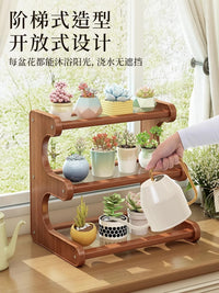 桌面花架置物架窗台多肉植物摆放架多层阶梯绿植收纳架小型展示架 【长虹通透】3层50cm长