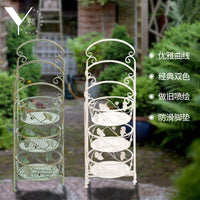 铁艺花盆架子三层折叠花架银杏叶立架角架花园庭院阳台装饰抬高盆 三层折合花架（高）做旧绿