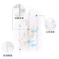 铁艺花盆架子三层折叠花架银杏叶立架角架花园庭院阳台装饰抬高盆 三层折合花架（高）做旧绿