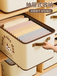 衣服收纳箱衣服被子大容量超大整理箱家用布艺旅行折叠衣柜储物箱 米色【40L大号-带盖】约40件春秋衣物