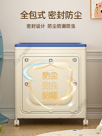 被子收纳箱家用大容量超大加厚塑料换季衣物整理箱折叠带轮储物柜 橘色透门【可折叠/带滑轮】