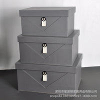 简约样板间家用软装皮扣金属收纳箱衣帽间皮质收纳盒装饰展示摆件