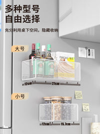 冰箱贴磁铁磁吸置物架磁性2024年新款挂篮多功能创意收纳盒金属筐 黑色磁吸网篮加大号高款(单个装)
