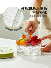 摩登主妇葱姜蒜收纳盒葱花香菜分格保鲜盒厨房专用食品级备菜神器 白色-葱姜蒜保鲜盒【可拆卸沥水隔板/分格开盖设计】