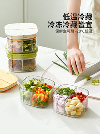 摩登主妇葱姜蒜收纳盒葱花香菜分格保鲜盒厨房专用食品级备菜神器 白色-葱姜蒜保鲜盒【可拆卸沥水隔板/分格开盖设计】