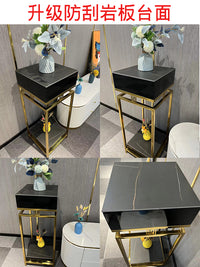 轻奢客厅花架后现代落地花盆栽架子简约不锈钢室内岩板花架置物架 白色A款高花架90cm升级岩板台面