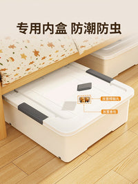 床底收纳箱床下抽拉柜带滑轮衣服被子整理箱塑料沙发底下储物盒子 漫雪白【79*39*23.5】双向开盖6滑轮❤收纳t恤50件 一件装⭐划算价⭐