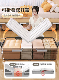 无印MUJ日本床底收纳箱扁平家用周转箱带轮抽屉衣服储物箱整理箱 透明灰【62*40.5*18cm】特厚❤收纳玩具/书本