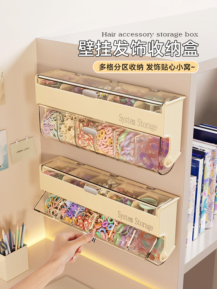 儿童发饰收纳盒壁挂墙大容量多层女宝头绳皮筋发夹首饰品分格盒子 壁挂发饰收纳盒-1个装