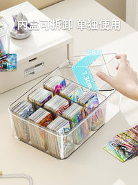 卡片收纳盒亚克力透明密封分格吧唧卡牌展示架奥特曼小马宝莉卡盒 【奶白】1个装❤12分格