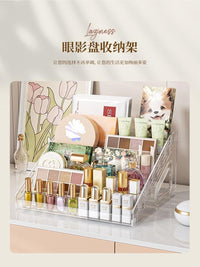 化妆品收纳盒眼影盘气垫粉饼亚克力展示架桌面整理指甲油口红分格