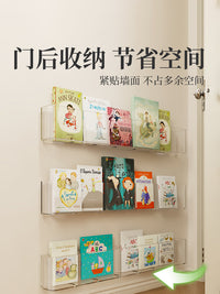 墙上书架免打孔门后置物架儿童绘本展示架挂墙杂志架墙面装饰收纳 透明款-1件装（送无痕贴）