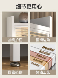 钢制书架落地多层带门家用儿童书柜客厅储物防尘展示柜铁艺置物架 流云白【3门4层80长*35宽】