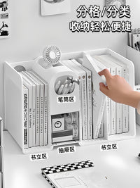 桌面书本收纳盒多功能书架置物架学生书桌上文具杂物整理创意笔筒 【黄色双款书立】✅加厚无异味