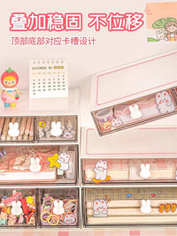 书架桌面收纳盒抽屉式文具手账儿童发饰书桌上整理柜子置物架 F款-高款3抽【单款】
