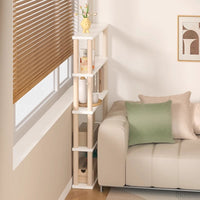Narrow Space Storage Rack Multi-Tier Shelf Solid Wood Construction Narrow Storage Shelf Space Saving Design for Small Areas, Balcony, Laundry Room