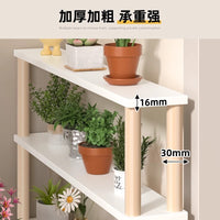 Narrow Space Storage Rack Multi-Tier Shelf Solid Wood Construction Narrow Storage Shelf Space Saving Design for Small Areas, Balcony, Laundry Room
