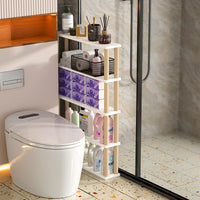 Narrow Space Storage Rack Multi-Tier Shelf Solid Wood Construction Narrow Storage Shelf Space Saving Design for Small Areas, Balcony, Laundry Room