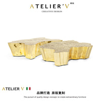 AtelierV不锈钢金树根茶几设计师创意艺术茶桌高端别墅客厅咖啡桌 金色边几（40*32*45CM）
