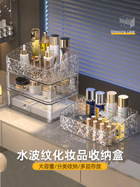 化妆品收纳盒桌面透明防尘梳妆台护肤口红化妆刷亚克力抽屉置物架