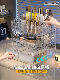化妆品收纳盒桌面透明防尘梳妆台护肤口红化妆刷亚克力抽屉置物架
