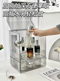 化妆品收纳盒抽屉式梳妆台桌面护肤品整理箱大容量眉笔香水置物架