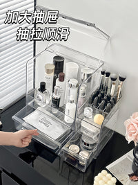 化妆品收纳盒抽屉式梳妆台桌面护肤品整理箱大容量眉笔香水置物架