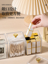 透明化妆棉收纳盒桌面梳妆台化妆盒家用防尘棉签粉扑盒杂物宿舍女