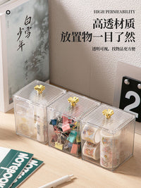 透明化妆棉收纳盒桌面梳妆台化妆盒家用防尘棉签粉扑盒杂物宿舍女