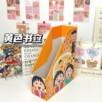 樱桃小丸子手绘风书立收纳盒桌面书架纸质可折叠卡通书立桌面可爱 樱桃小丸子书立【整套3个】