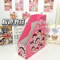 樱桃小丸子手绘风书立收纳盒桌面书架纸质可折叠卡通书立桌面可爱 樱桃小丸子书立【整套3个】