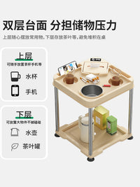 棋牌室麻将边几麻将桌茶几茶水架打牌简易可移动置物架专用茶水桌 【买一送一】枪灰色-S011★全能王升级版