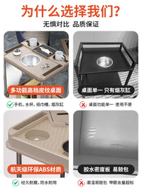 棋牌室麻将边几麻将桌茶几茶水架打牌简易可移动置物架专用茶水桌 【买一送一】枪灰色-S011★全能王升级版