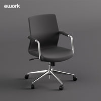 ework办公室会议椅会客电脑椅简约办公椅皮椅洽谈椅子带靠背扶手 黑色/移动款 固定扶手