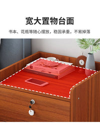 床头柜现代简约小型简易家用收纳带锁储物柜置物架卧室床边小柜子 四层三抽三锁暖白色34.5*30*80厘米高 组装